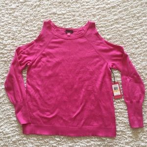 Vince Camuto pink cold shoulder sweater